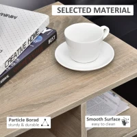 HOMCOM Side Table, 3 Tier End Table with Open Storage Shelves, Living Room Coffee Table Organiser Unit, Oak Colour(m-5)