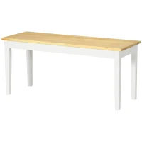 HOMCOM 102 cm Wood Dining Bench for 2 People, Wooden Bench for Kitchen, Dining Room, Entryway, White(m-11)