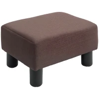HOMCOM Linen Fabric Footstool Ottoman Cube with 4 Plastic Legs, Brown(m-10)
