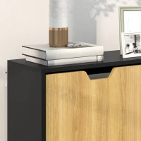 HOMCOM Mobile Portascarpe Stretto con 4 Cassetti Ribaltabili e Ripiani Regolabili per 16 Paia 95x26x95 cm Naturale e Nero(m-5)