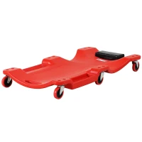 DURHAND Mechanic Vehicle Creeper Under Car Repair Padded Headrest Rolling Moulded Workshop Garage Assistance with Tool Tray, Red(m-11)