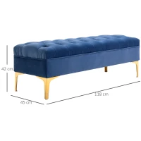 HOMCOM End of Bed Bench, Upholstered Bench Seat, Entryway Shoe Bench with Button Tufted for Bedroom, Blue(m-3)