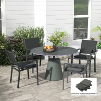 Outsunny Lot de 4 Coussins de chaise de jardin capitonné Rembourrage 4 cm Tissu Polyester dim. 43L x 41l cm Gris foncé(m-2)