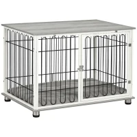 PawHut Indoor Dog Crate Furniture, Side End Table, with Soft Washable Cushion, Lockable Doors, for Small and Medium Dogs(m-10)