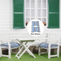 Outsunny 2er-Set Sitzkissen Stuhlkissen Sitzauflage Gartenstuhlkissen leicht zu reinigen Blau gestreift 50L x 45B x 8T cm(m-2)