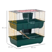 PawHut Indoor Rabbit Guinea Pig Cage Small Animal Cage Two Storey 80 x 44 x 82 cm(m-3)