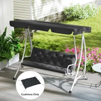 Outsunny 3 Seater Bench Pad, Garden Chair Cushion with Back and Ties for Indoor and Outdoor Use, 98 x 150 cm, Black(m-2)