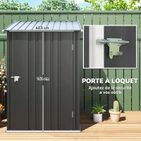 Outsunny Abri de Jardin 1m² - Remise pour Outils - cabanon Porte verrouillable - dim. 1L x 1,03l x 1,6H m - tôle d'acier ondulée Anthracite(m-5)