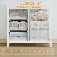 AIYAPLAY Baby Changing Unit with 4 Storage Drawers, Mat for Bedroom Nursery, 84 x 84.5 cm, White(m-5)