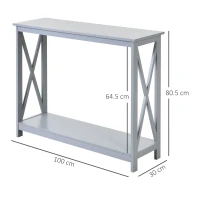 HOMCOM Console Table, Modern Hallway Table with Bottom Storage Shelf and X-frame, Sofa Table for Living Room, Entryway, Grey(m-3)