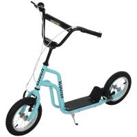 HOMCOM Patinete Infantil de +5 Años con Manillar Ajustable en Altura y Estructura de Acero Carga 100 kg 120x58x75-80 cm Azul(m-10)