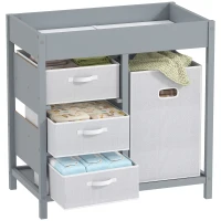 AIYAPLAY Baby Changing Unit with 4 Storage Drawers, Mat for Bedroom Nursery, 84 x 84.5 cm, Grey(m-10)
