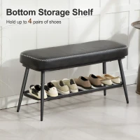 HOMCOM PU Leather Shoe Storage Bench - Charcoal Grey(m-5)