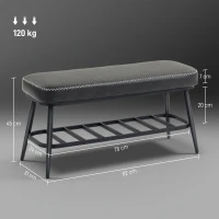 HOMCOM PU Leather Shoe Storage Bench - Charcoal Grey(m-3)