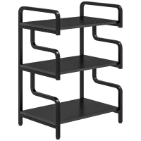 HOMCOM 3-Tier Printer Stand with Storage Shelves, Printer Table, 55 x 40 x 77cm Printer Shelf for Home Office, Study, Black(m-1)