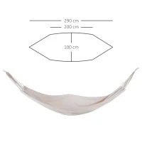 Outsunny Hängematte Outdoor Baumwolle mit Tragetasche Belastbarkeit bis 150 kg modern 290 x 100 cm Cremeweiß(m-3)