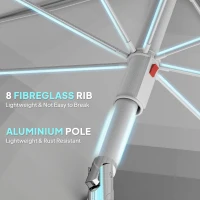 Outsunny Beach Umbrella Portable with Sand Anchor, Carry Bag, Adjustable Height & Tilt, UPF50+ UV Protection, Grey(m-7)