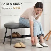 HOMCOM PU Leather Shoe Storage Bench - Grey(m-6)