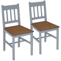 HOMCOM Dining Chairs Set of 2, Kitchen Chair with Slat Back, Pine Wood Structure for Living Room and Dining Room, Grey(m-10)