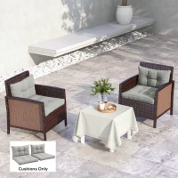 Outsunny 2-Piece Seat Cushions Back Pillows Replacement, Patio Chair Cushions Set for Indoor Outdoor, Light Grey(m-2)