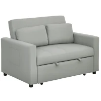 HOMCOM Velvet-Feel Two-Seater Sofa Bed - Light Grey(m-10)