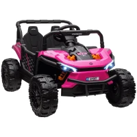 AIYAPLAY 12V Battery Powered Ride on Truck w/ Remote, Four Suspension Wheels, Horn, Lights, Music, USB, for Ages 3-5 Years, Pink(m-10)