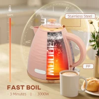 HOMCOM 3kW Rapid Boil Honeycomb Kettle - Pink(m-4)