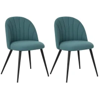 HOMCOM Dining Chairs Set of 2, Modern Upholstered Kitchen Chairs with Metal Legs, Shell Backrest and Padded Seat for Dining Room, Bedroom, Living Room, Vanity, Green(m-10)