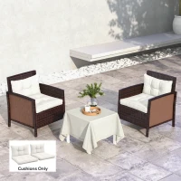 Outsunny 2-Piece Seat Cushions Back Pillows Replacement, Patio Chair Cushions Set for Indoor Outdoor, White(m-2)