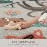 HOMCOM Fleece-Teppich mit Dschungel-Muster, pflegeleicht, Cremeweiß+Bunt(m-5)