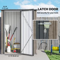 Outsunny 5ft x 3ft Metal Garden Storage Shed, Outdoor Tool Shed with Sloped Roof, Lockable Door for Tools, Equipment, Light Grey(m-5)