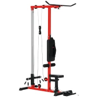 SPORTNOW Pull Up Station, Power Cage with Adjustable Seat, for Home Gym - Red(m-10)