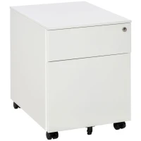 Vinsetto 2-Drawer Vertical File Cabinet, Lockable Steel Filing Cabinet with Pencil Tray and Hanging Bar for A4, Letter, Legal-sized Files, Fully Assembled Except Casters, White(m-1)