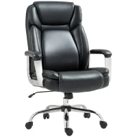 HOMCOM Ergonomic Office Chair, Heavy Duty Faux Leather Desk Chair with Tilt Function, Adjustable Height, 227kg 500LBS Swivel Computer Chair for Home Study, Black(m-10)