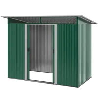 Outsunny 8.5 x 4ft Metal Shed with Lightsky Panels, Garden Storage Tool House with Double Doors for Garden, Patio and Lawn, Green(m-11)