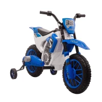 HOMCOM 12V Kids Electric Motorcycle Ride-On, with Training Wheels, for Ages 3-6 Years - Blue(m-10)