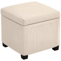 HOMCOM Storage Ottoman Bench, Corduroy Footstool with Removable Lid and Legs, 40cm Storage Chest Box for Living Room, Bedroom, Hallway, Beige(m-10)