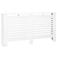HOMCOM Radiator Cover, Modern MDF White Painted Cabinet with Horizontal Slats for Living Room, Bedroom, 172L x 19W x 81H cm