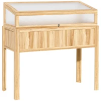 Outsunny Raised Garden Bed 2-IN-1 Wood Cold Frame Greenhouse with Elevated Garden Box, Openable Top for Flowers, Vegetables, Plants, Natural(m-1)