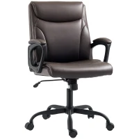 HOMCOM Executive Office Chair, Faux Leather Desk Chair with Height Adjustable, Swivel Wheels and Tilt Function, Computer Chair for Home Office and Study Room, Brown(m-10)