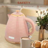 HOMCOM 3kW Rapid Boil Honeycomb Kettle - Pink(m-6)
