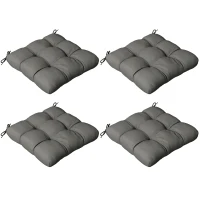 Outsunny 4-Piece Seat Cushion Pillows Replacement, Patio Chair Cushions Set with Ties for Indoor Outdoor, Charcoal Grey(m-1)