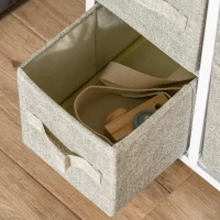 HOMCOM Commode 7 tiroirs en tissu, chiffonnier, meuble de rangement moderne, cadre en acier, 63,5 x 30 x 71 cm, gris(m-9)