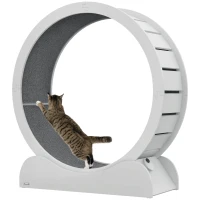 PawHut 39.4" Wooden Cat Running Wheel with Brake, White(m-10)