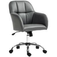 HOMCOM Faux Leather Tub Office Chair, with Wheels - Grey(m-10)