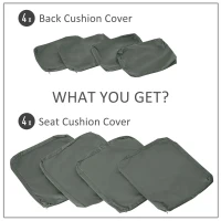 Outsunny  Replacement Cushion Cover Garden Rattan Patio Furniture Seat Cover Polyester Outdoor Deep Grey- No Cushion Included(m-4)