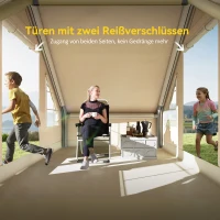 Outsunny Aufblasbares Campingzelt, Schlafzelt, Oxford-Gewebe, Netzfenster, wasserfest(m-7)