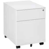 Vinsetto 2-Drawer Vertical File Cabinet, Lockable Steel Filing Cabinet with Pencil Tray and Hanging Bar for A4, Letter, Legal-sized Files, Fully Assembled Except Casters, White(m-10)
