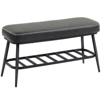 HOMCOM PU Leather Shoe Storage Bench - Charcoal Grey(m-1)