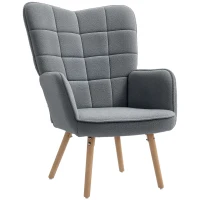 HOMCOM Teddy Fleece Wingback Accent Chair - Grey(m-10)